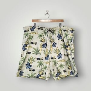 Nautica Swim Trunks Mens XXL Tropical‎ Board Shorts Floral Palm Surf Print